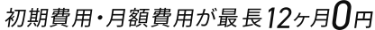 初期費用・月額費用が最長12ヶ月0円